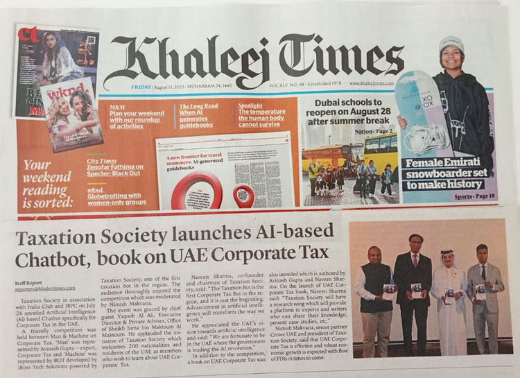 Khaleej Times News Paper Cutting